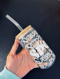 16 oz Spooky Season Drinking Glass With Bamboo Lid